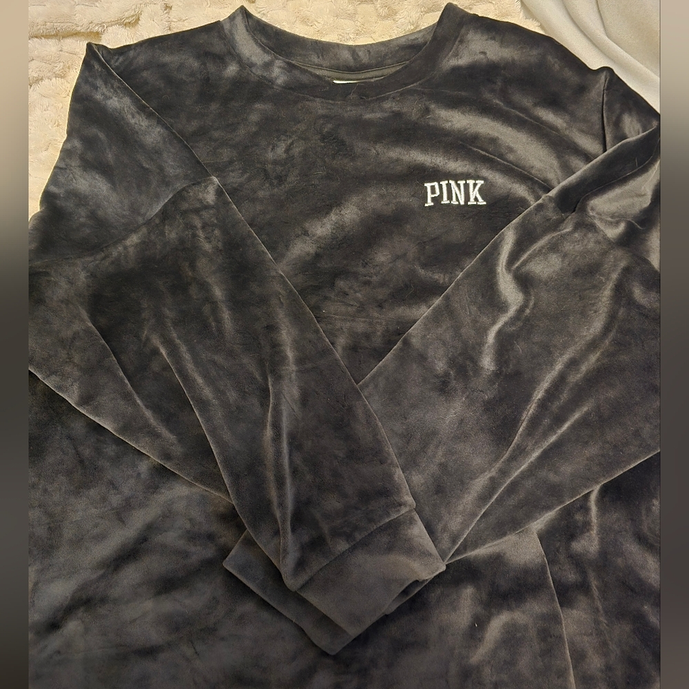 Victoria's Secret Velour Pullover EuC DArk Grey XL